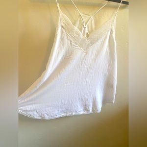 Feminine, Thin-Strap, White, Lacy, Tank-Top
